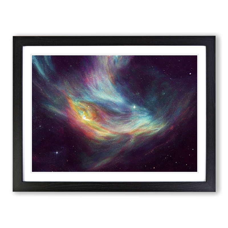 Cosmos In Watercolour Vol.1 - Single Picture Frame Painting, 25cm H x 34cm W x 2cm D, Black