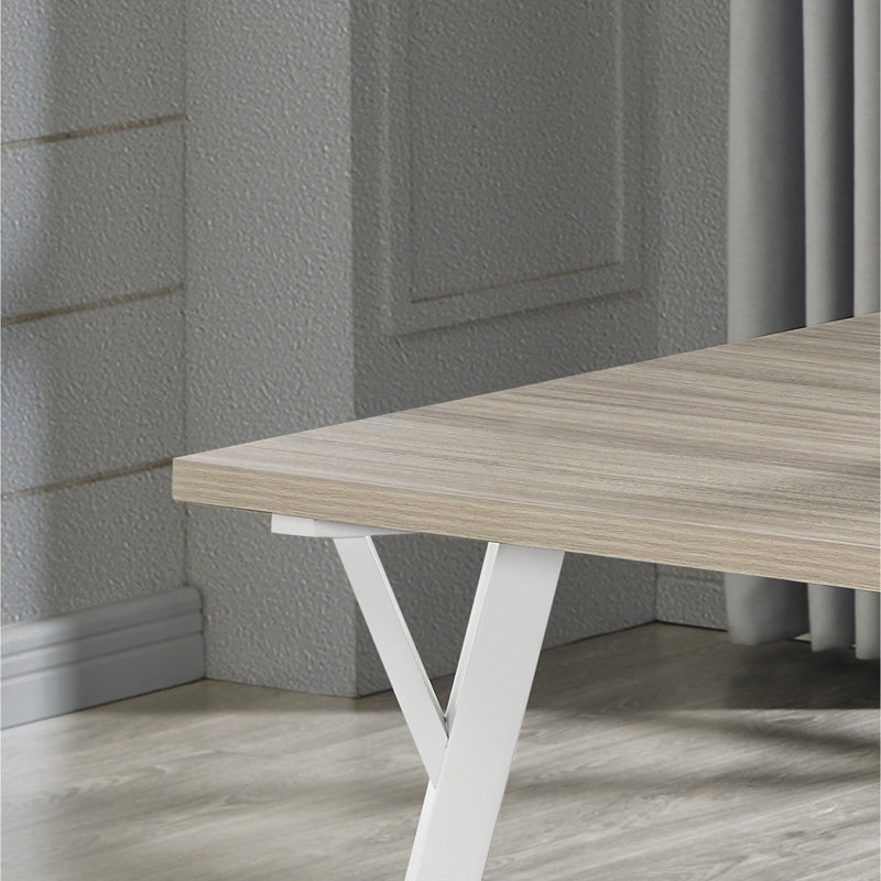 Table de salle à manger en chêne massif et blanc Contemporary