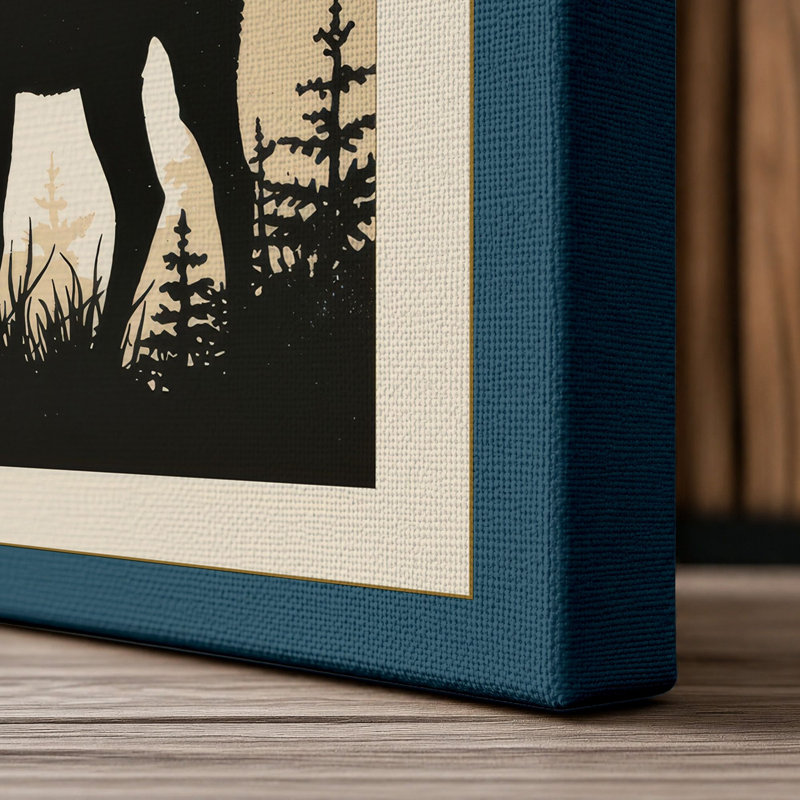 Silent Elk Scandinavian - Wrapped Canvas, 30x20 - 76.2 x 50.8 cm, Teal Border