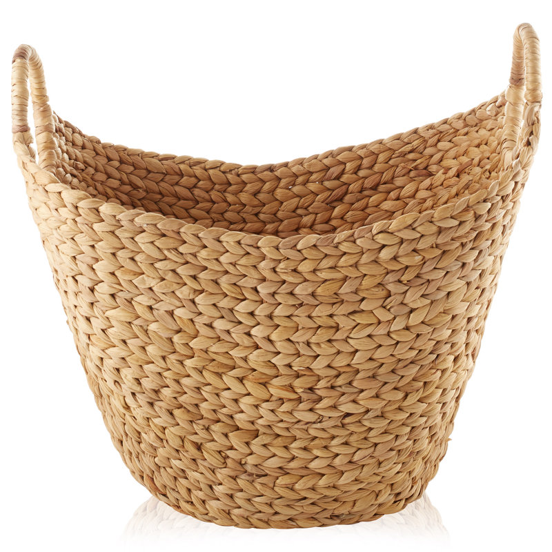Casafield Large Laundry Boat Basket with Handles, Woven Water Hyacinth Storage Basket