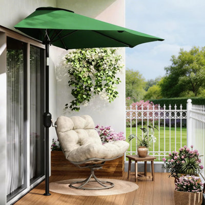 Demi-parasol de patio extérieur 9 pi avec manivelle lisse