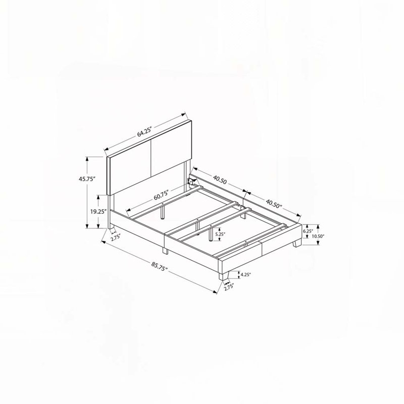 Lit plateforme tapissier en similicuir, Blanc, Grand lit