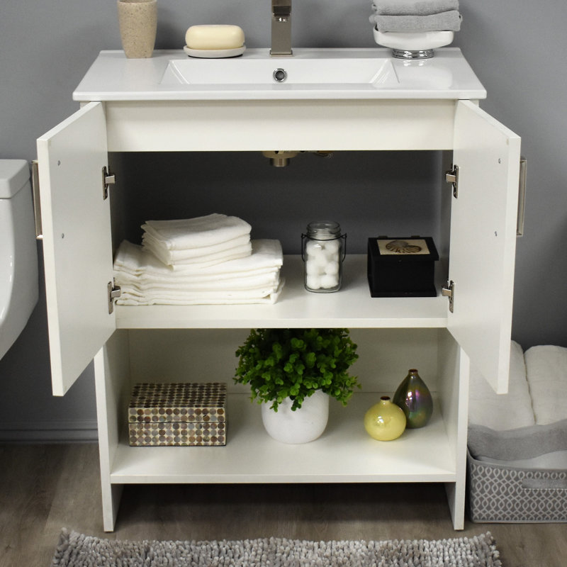 Ensemble de meuble-lavabo simple 30 po Nhyira Anjeli Cabo, Blanc doux