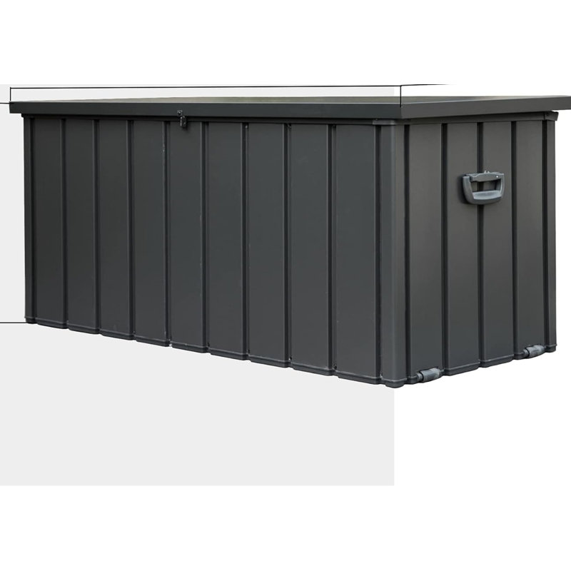 Yesurprise 29.57'' W 150 Gallons Water Resistant Metal Lockable Deck Box with Wheels in Black