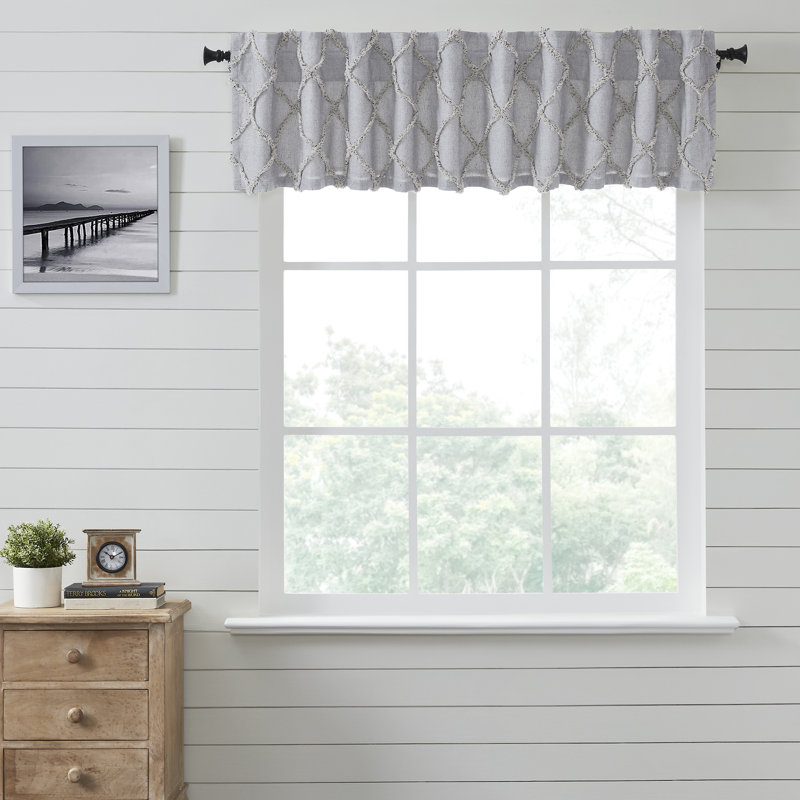 Straughn Cotton Geometric Tailored Window Valance, 90" W x 16" L