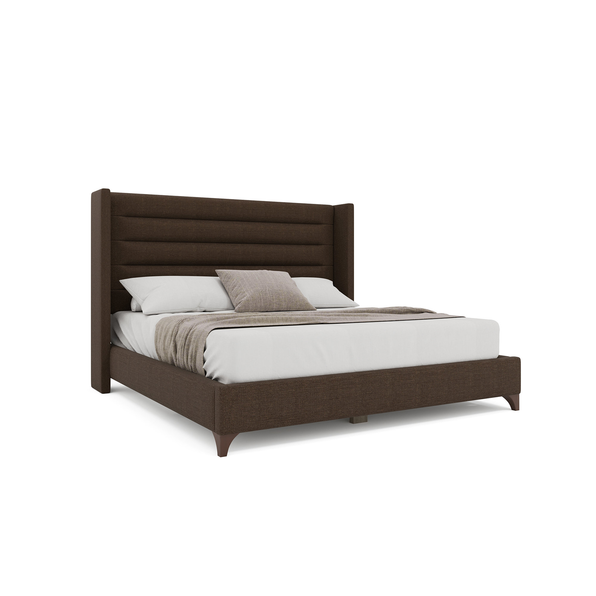 Miliyah Horizontal Channel Upholstered Bed, Queen, Brown Flax Revolution®