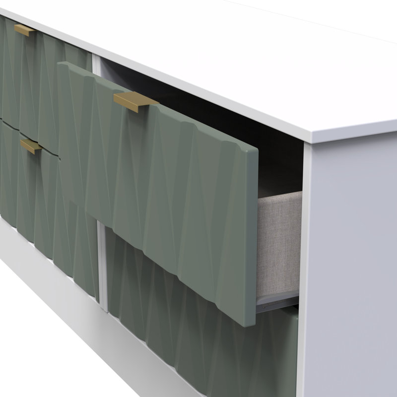 Besmir 4 Drawer Bed Box (Ready Assembled), Reed Green/White