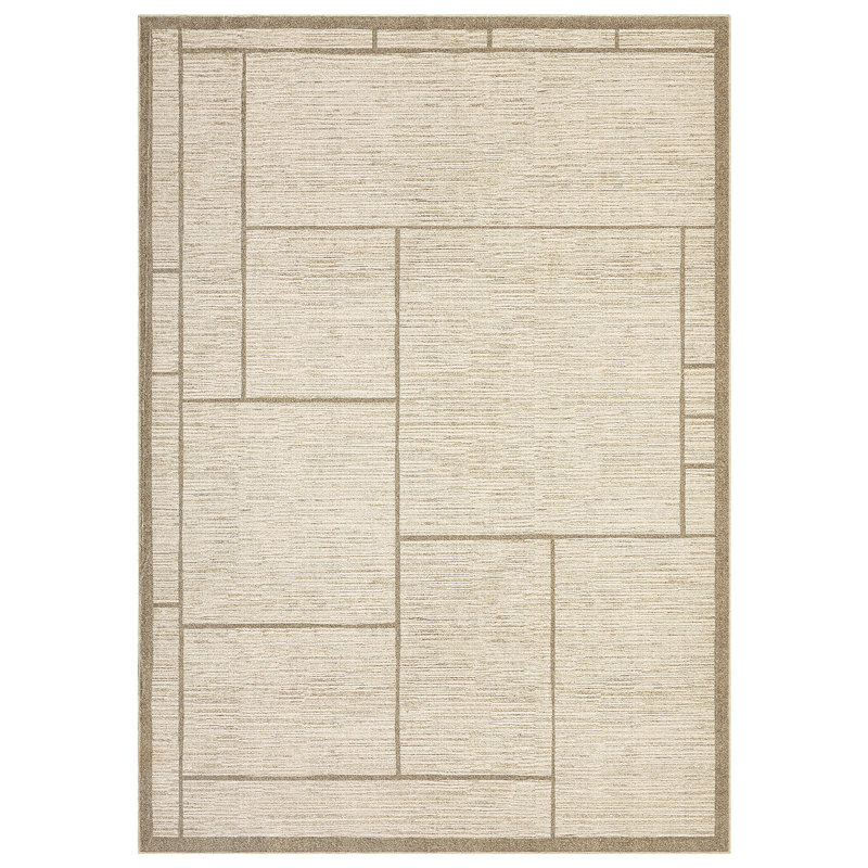 Machine Washable Area Rugs for Living Room Modern Geometric Non Slip Floor Carpet Rugs for Bedroom Nursery, Beige