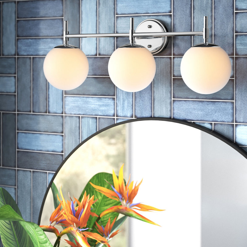 Chrome 3-Light Frosted Glass Globe Vanity Light