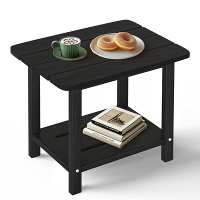 Table de bout en PEHD Adirondack à 2 niveaux - Table d'appoint d'extérieur résistante aux intempéries et durable pour le patio, la piscine et la pelouse