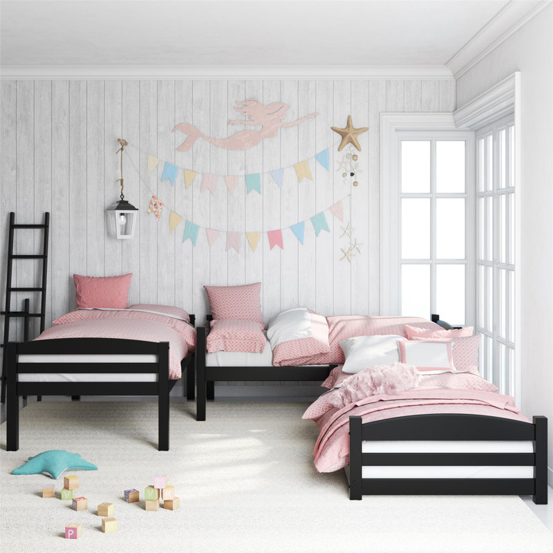 Cvyatko Twin over Twin Triple Bunk Bed, Black