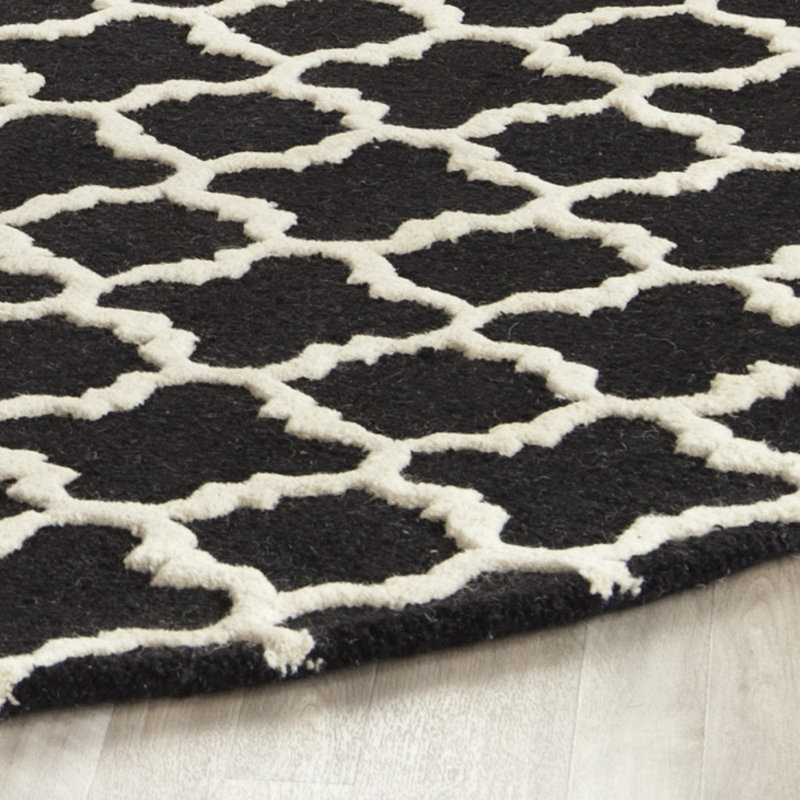 Cannen Hand Tufted Wool Geometric Rug, Round 6'