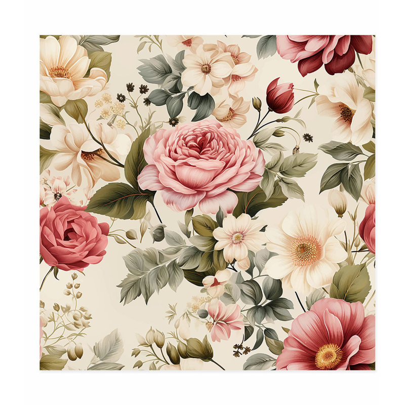 Motif floral de fleur VII, reproduction d'art non encadrée, H 16 po x l 16 po