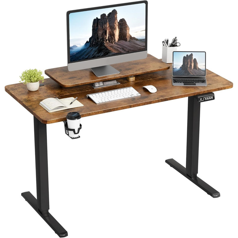 Bureau électrique debout, bureau à hauteur réglable avec support pour écran, bureau d'ordinateur pour bureau personnel