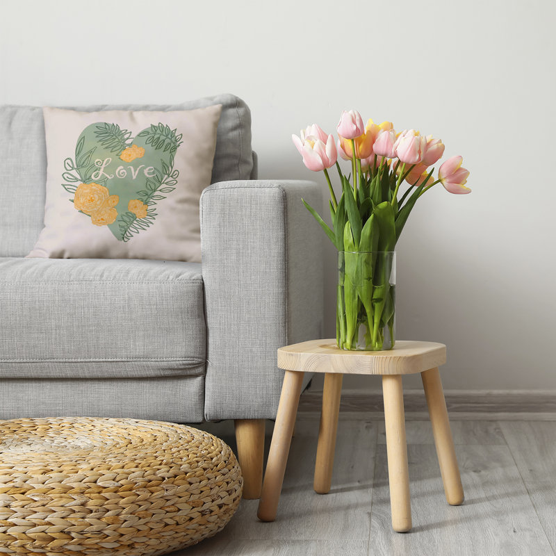 Coussin décoratif en polyester floral, H 26 po x l 26 po, Carré