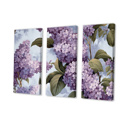 «Lilac mauve et gris», impression sur toile 3 pièces