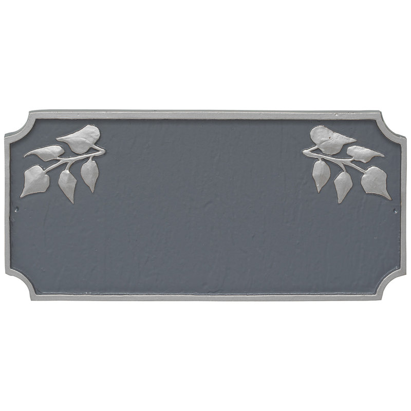 Plaque d’adresse murale sur 2 lignes camden ivy, Gris / Argent, Oui