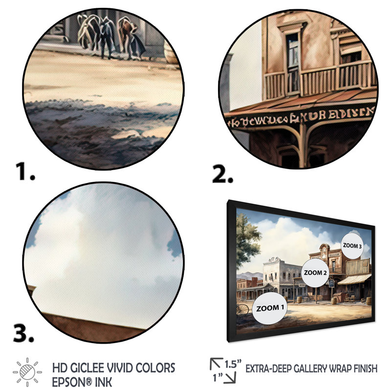 Arizona Wild West Town II - impression sur toile, Cadre photo noir, H 12 po x l 20 po x P 1 po