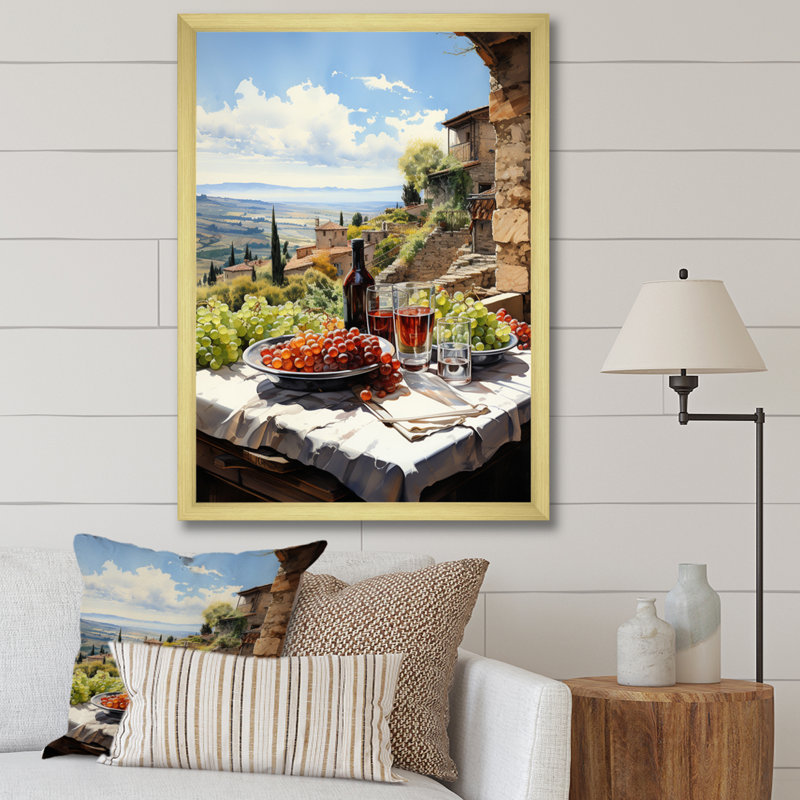 Vineyard Rendezvous In Rioja II - Vineyard Wall Art, H 32 po x l 16 po x P 1 po, Cadre doré simple