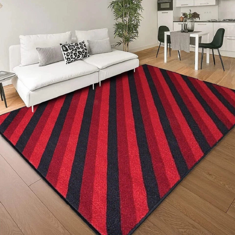 Geometric Indoor / Outdoor Area Rug, Red, Runner 80 x 300 cm
