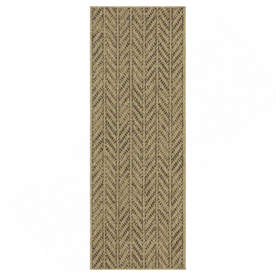 Jute / noir 2 pi 7 po X 7 pi 3 po Tapis intérieur / extérieur