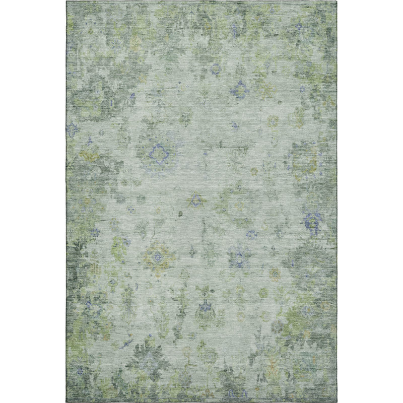 Premium Machine Washable Mayfield  Global Rug, Aloe, 9' x 12'