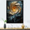 Plume abstraite jaune et bleue - Spirale abstraite, art mural
