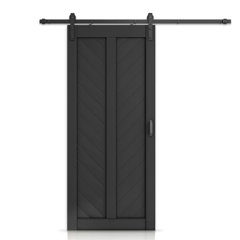 36-in x 84-in Black Stained MDF Barn Door with Hardware