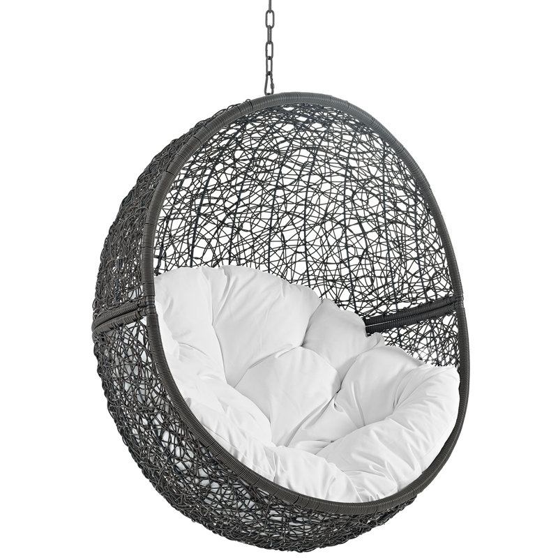 Chaise suspendue d'extérieur sans support Hide de Modway, Structure grise / coussin blanc