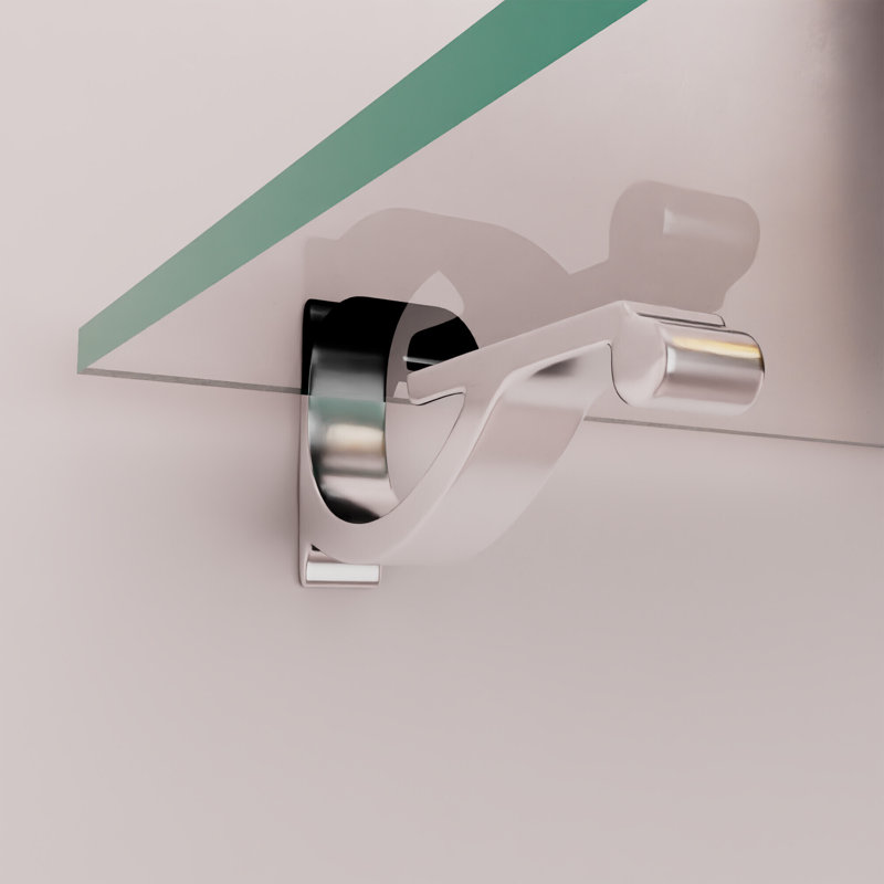 Support de tablette en aluminium Designer pour verre chromé de 5/8 po à 3/4 po, paquet de 2, Chrome chrome