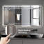 Miroir de salle de bain à DEL pour salle de bain: brouillard, 3 lumières changeantes de couleur, 5 niveaux de luminosité, fixation murale, miroir incassable et fixation, coffre-fort, verre transparent, design