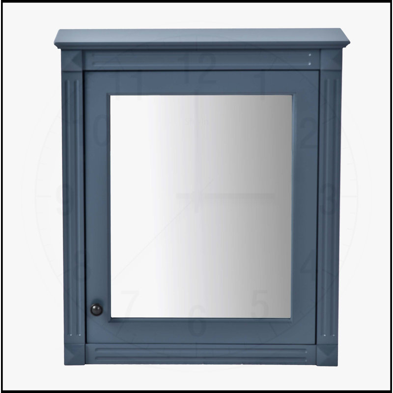Armoire de salle de bain murale moderne avec tablettes réglables et miroir pour optimiser l'espace, Bleu