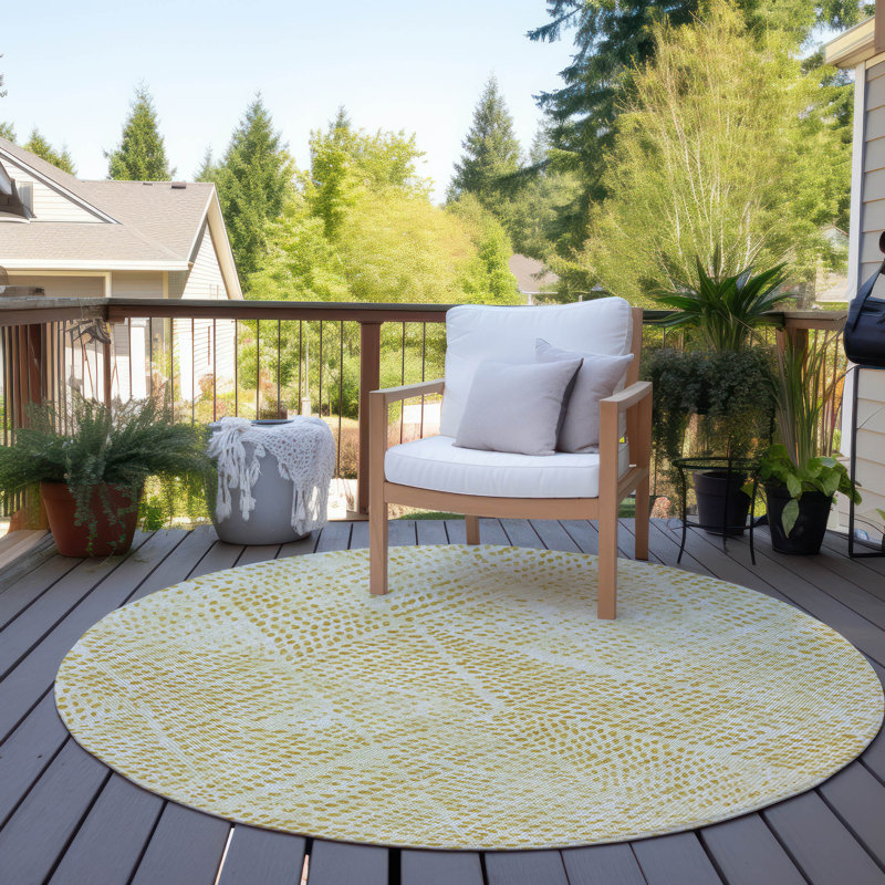 Jurnee Washable Geometric Indoor / Outdoor Rug, Round 8'