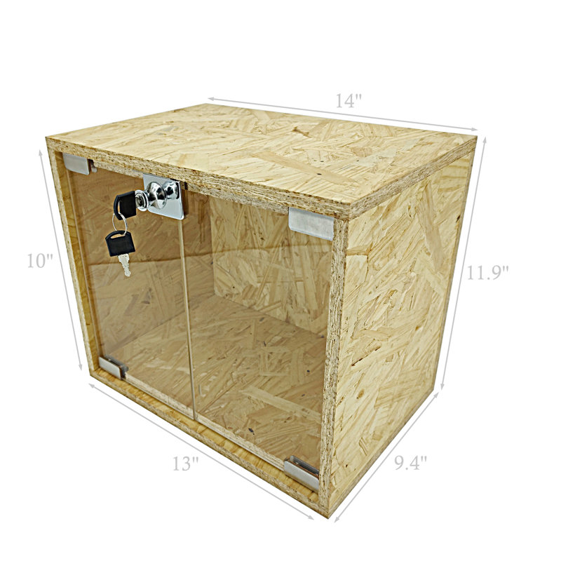 Boîte avec serrure et clés Vitrine de table Glorifier en bois rustique transparent