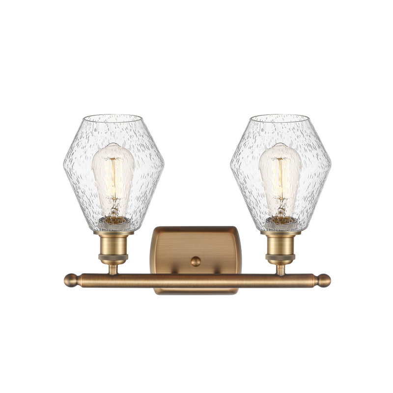 2 - Light Dimmable Vanity Light, Seedy, Brushed Brass