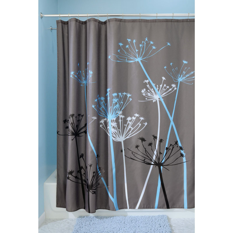 Thistle Floral Shower Curtain, Gray/Blue