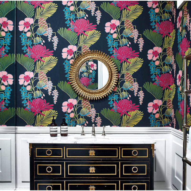 Salon 10.05m x 52cm Wallpaper Roll, Platinum / Peacock / Seafoam