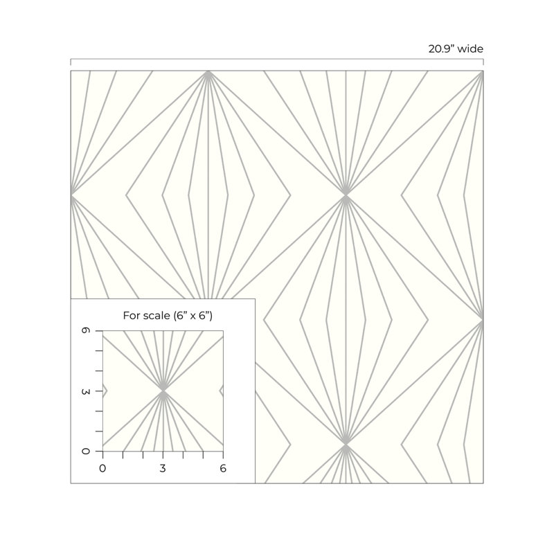Rouleau de papier peint à motif de losanges L 33 pi x l 20,9 po Vicente, Argent métallique / coquille d'œuf