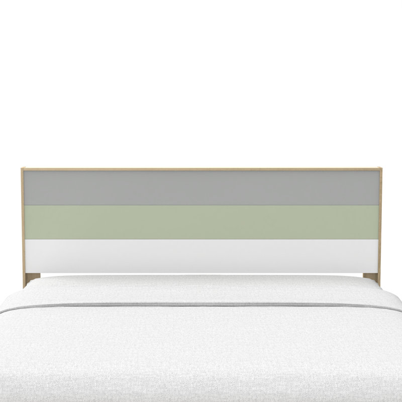 Allyannah Levison Platform Bed With Headboard, King, Oslo Oak/Cool Gray/Sage Green/White