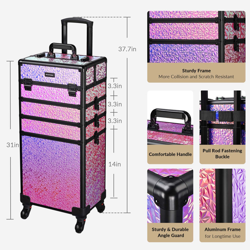 Organisateur de maquillage en aluminium, Sirène rose