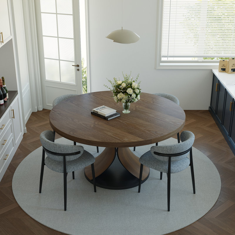Ensemble de salle à manger en bois massif, 29.52" H x 43" W x 43" D, 5, Gray
