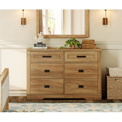 Laziza Farmhosue Wood Dresser for Bedroom with 6 Drawers
