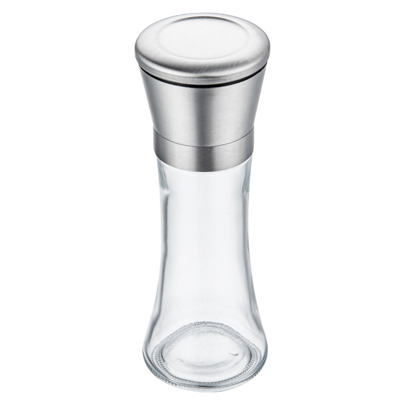 Moulin à poivre et à sel de 6,3 onces pour restaurant, 1 moulin à sel et à poivre avec couvercle - fini transparent, distributeur de poivre en verre, rechargeable, lavable