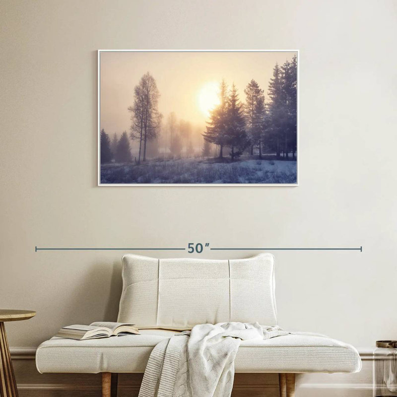 Aube d'hiver, Cadre flottant blanc, 37 po x 25 po