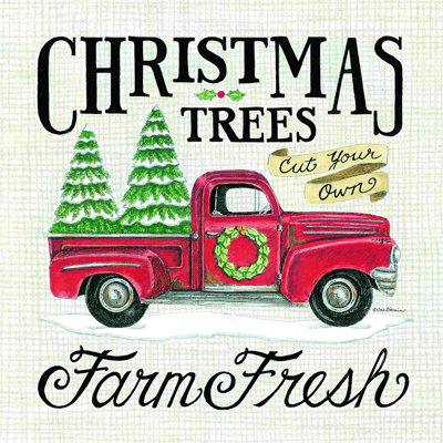 «Christmas Trees Farm Fresh», art textuel sur toile tendue