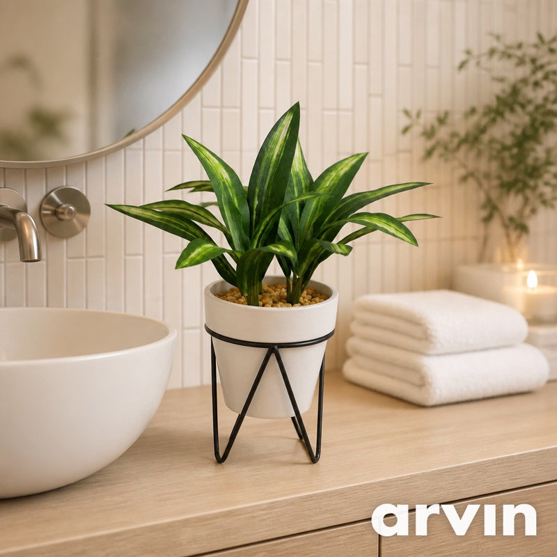 5" Artificial Dracaena Plant in Metal Stand