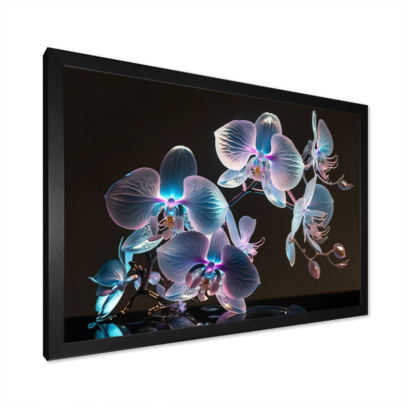 «Blooming Orchid in Fluorescent Mauve and Blue V», reproduction sur toile, H 24 po x l 32 po x P 1 po
