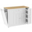 Îlot de cuisine avec prise de courant, armoire à déchets et support à épices, chariot de cuisine mobile avec 5 roulettes, tablette réglable et tiroir de rangement