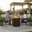 29''H x 22''W Propane Outdoor Square Fire Pit Table with Tempered Glass Wind Shield and Hidden Fuel Tank Seat 50000BTU