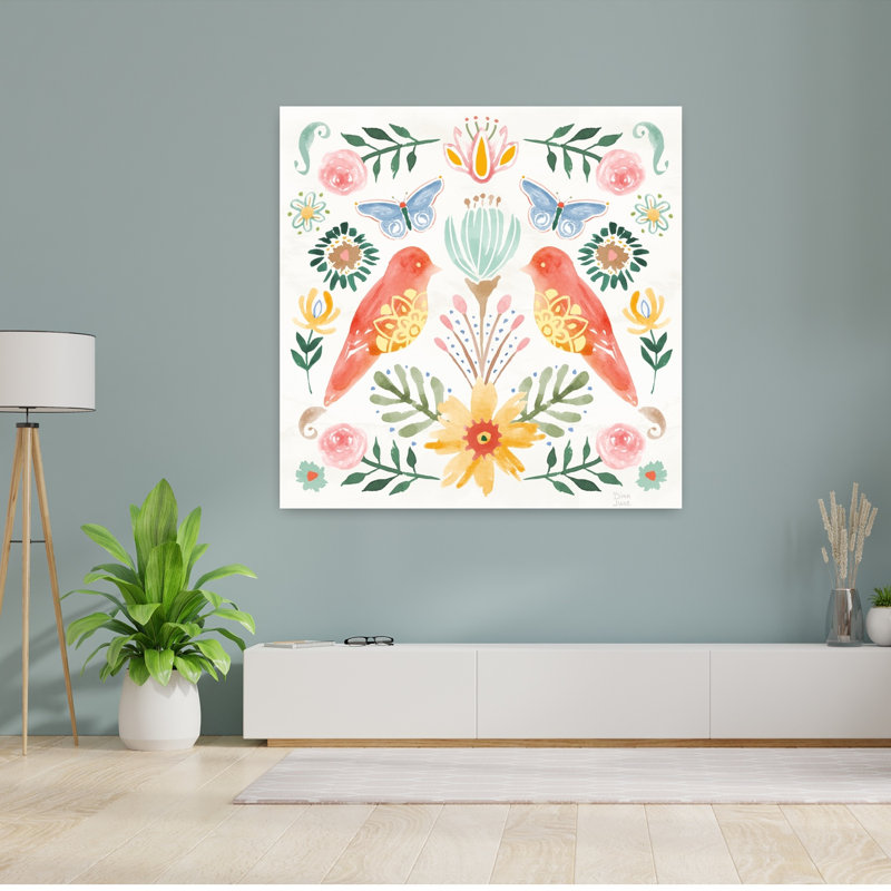 Fleurs sauvages sauvages, art abstrait avec papillon, H 48 po x l 48 po
